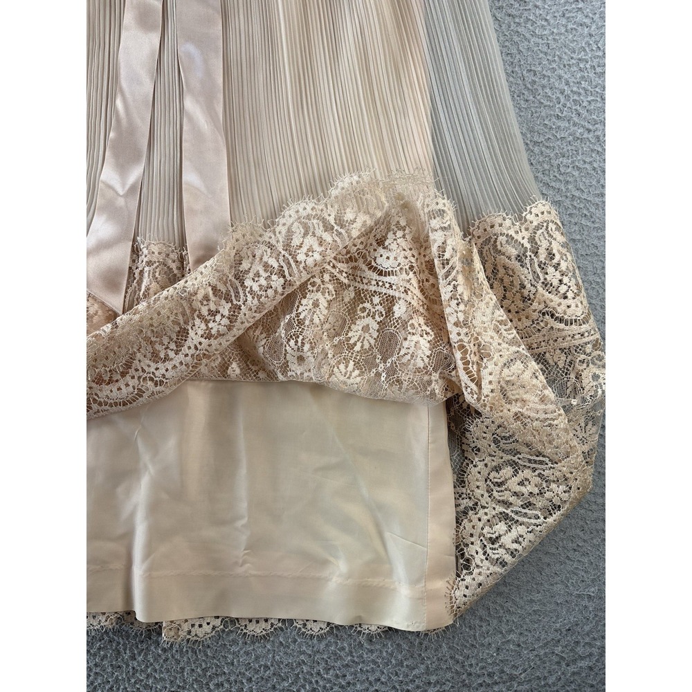 Vintage Miss Elliette Chiffon Maxi Dress Womens 6 Lace Trim Semi Sheer Boho 70s - Picture 3 of 15